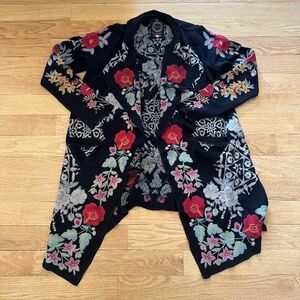 Johnny Was Biya Embroidered Floral Cardigan Sweater